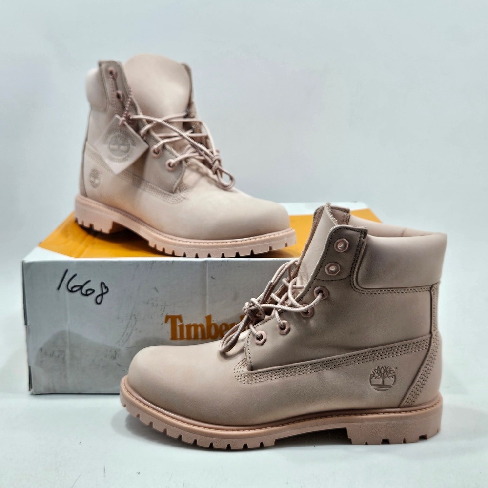Timberland Premium 6 In Lace Waterproof Boot Womens 9 Light Pink Nubuck A2HR8